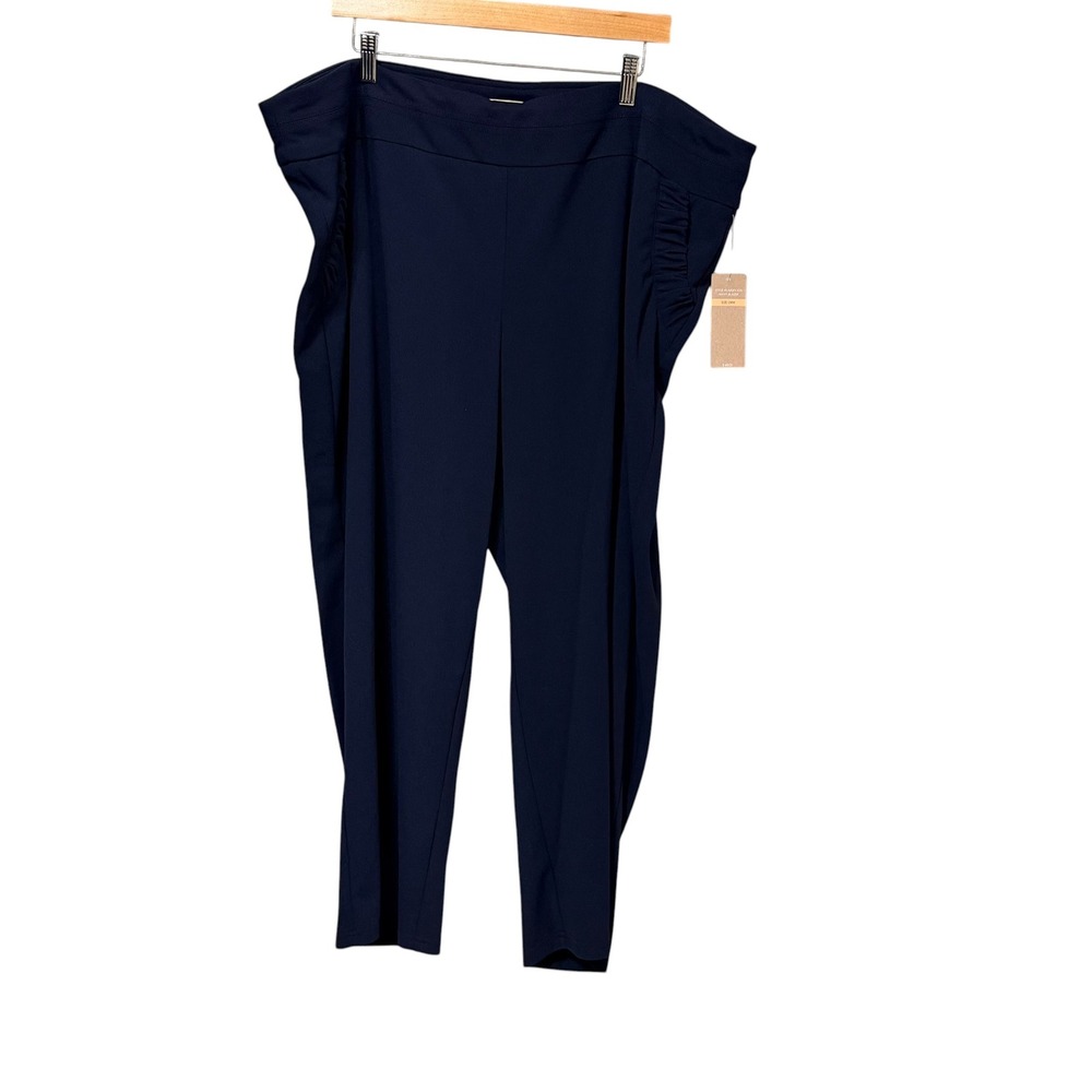 Hope & Harlow Navy Blue Ruched Pocket Tapered Ankle Pants Plus Size 24W NWT